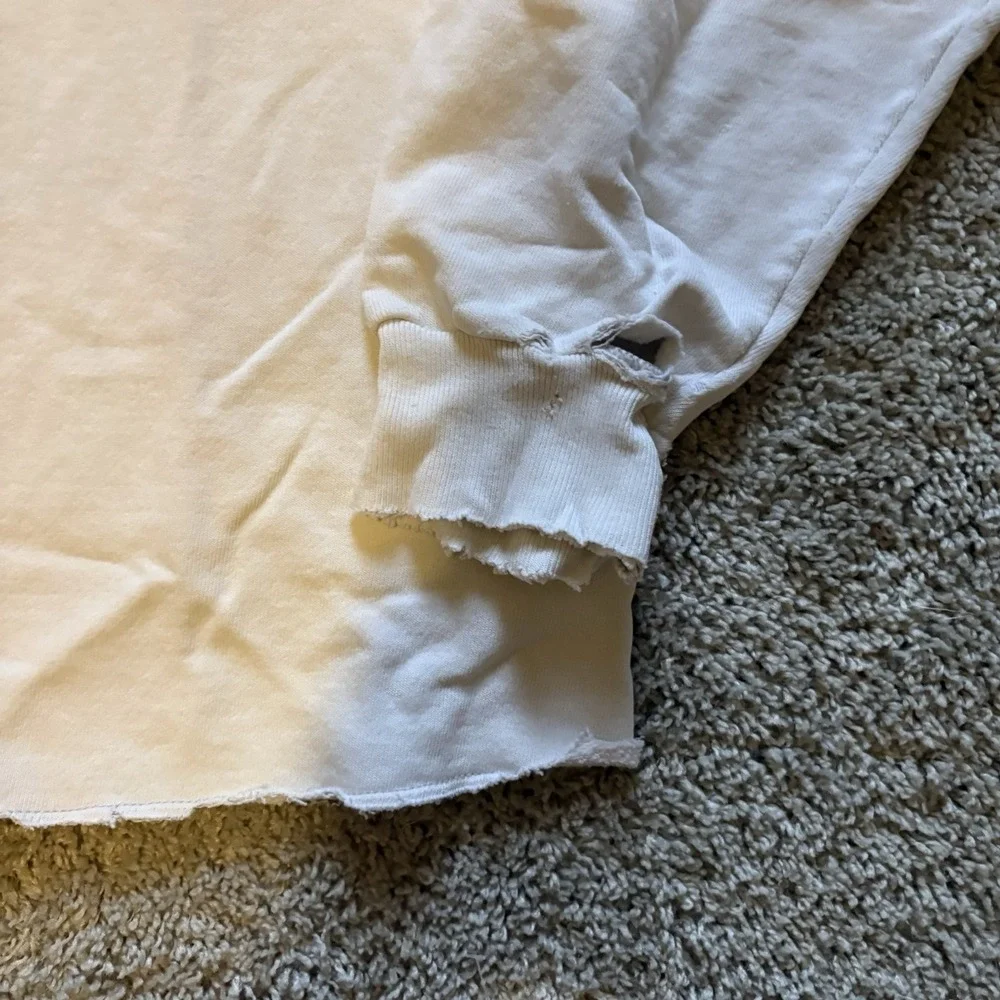 Vintage Y2K Champion Miami Cropped Distressed Crewneck‎ Men's Large Boxy Cream - Picture 2 of 9